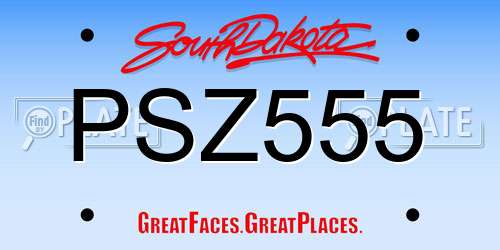 PSZ555 South Dakota License Plate