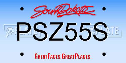 PSZ55S South Dakota License Plate