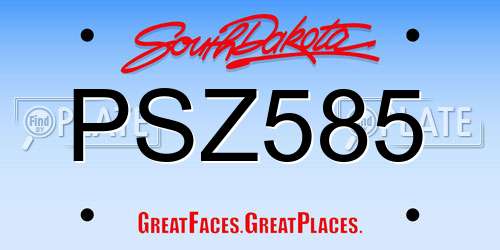 PSZ585 South Dakota License Plate