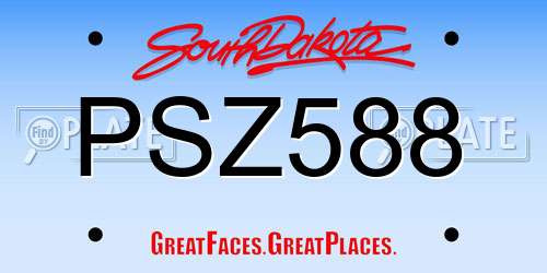 PSZ588 South Dakota License Plate