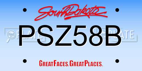 PSZ58B South Dakota License Plate