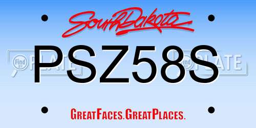 PSZ58S South Dakota License Plate