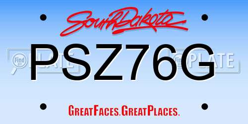 PSZ76G South Dakota License Plate