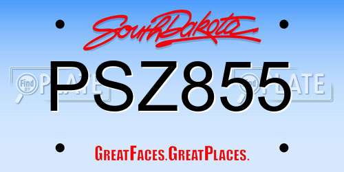 PSZ855 South Dakota License Plate