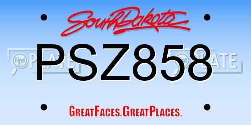 PSZ858 South Dakota License Plate