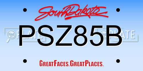 PSZ85B South Dakota License Plate