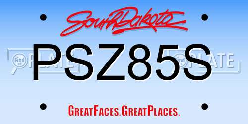 PSZ85S South Dakota License Plate