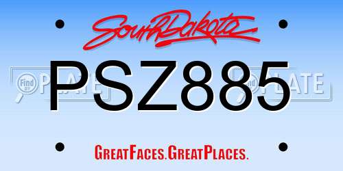 PSZ885 South Dakota License Plate