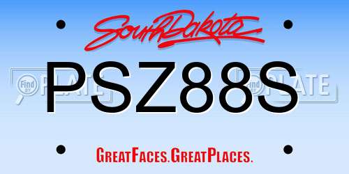 PSZ88S South Dakota License Plate