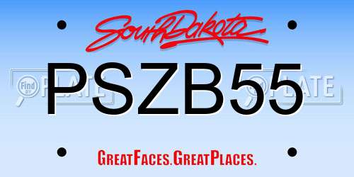 PSZB55 South Dakota License Plate