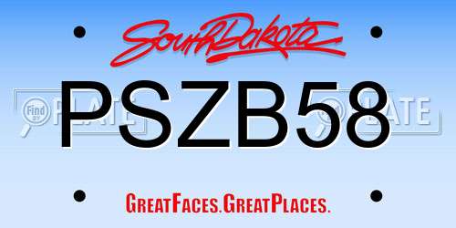 PSZB58 South Dakota License Plate
