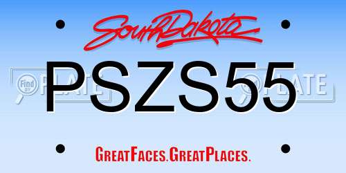 PSZS55 South Dakota License Plate