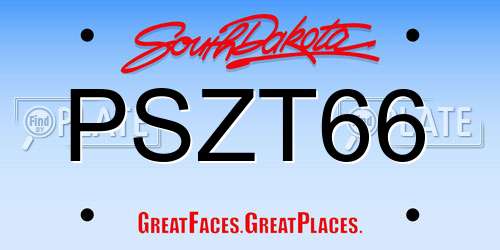 PSZT66 South Dakota License Plate