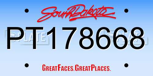 PT178668 South Dakota License Plate