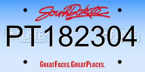 PT182304 South Dakota License Plate