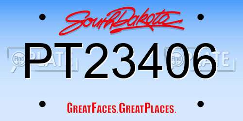 PT23406 South Dakota License Plate