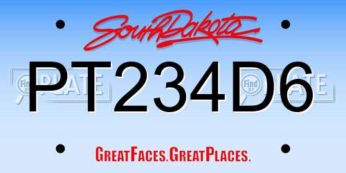PT234D6 South Dakota License Plate