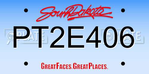 PT2E406 South Dakota License Plate