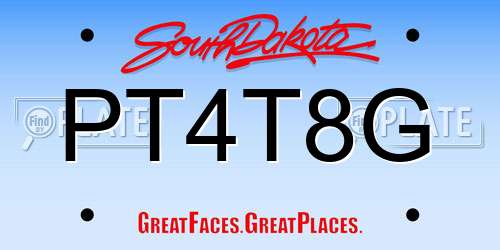 PT4T8G South Dakota License Plate