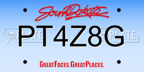 PT4Z8G South Dakota License Plate