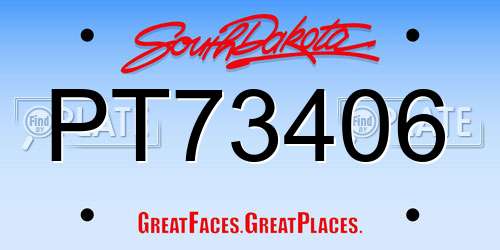 PT73406 South Dakota License Plate