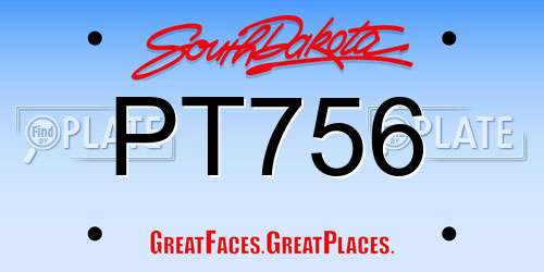 PT756 South Dakota License Plate