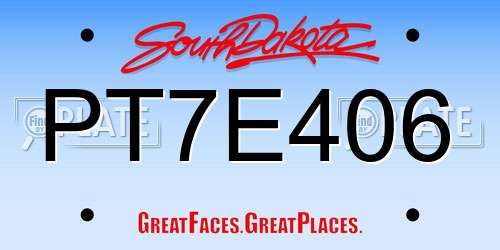 PT7E406 South Dakota License Plate
