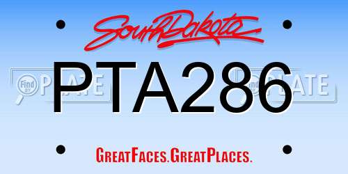 PTA286 South Dakota License Plate