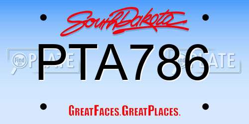 PTA786 South Dakota License Plate