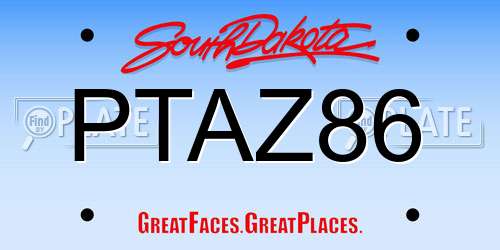 PTAZ86 South Dakota License Plate