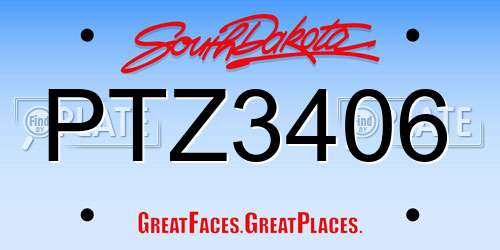 PTZ3406 South Dakota License Plate