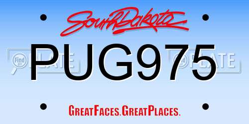 PUG975 South Dakota License Plate