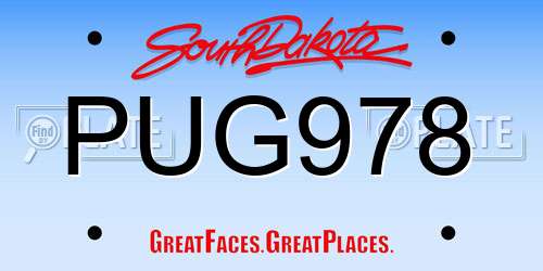 PUG978 South Dakota License Plate