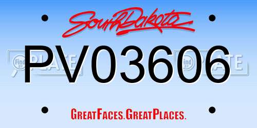 PV03606 South Dakota License Plate