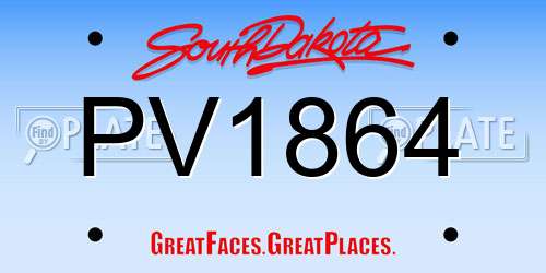 PV1864 South Dakota License Plate