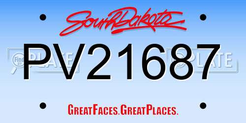 PV21687 South Dakota License Plate