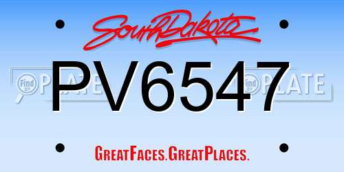 PV6547 South Dakota License Plate