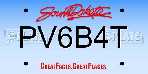PV6B4T South Dakota License Plate