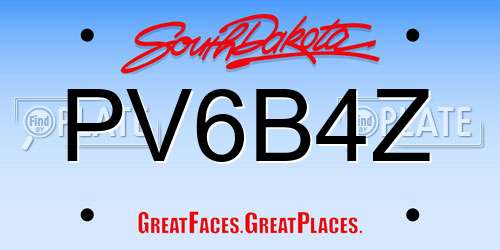 PV6B4Z South Dakota License Plate