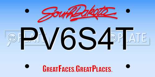 PV6S4T South Dakota License Plate