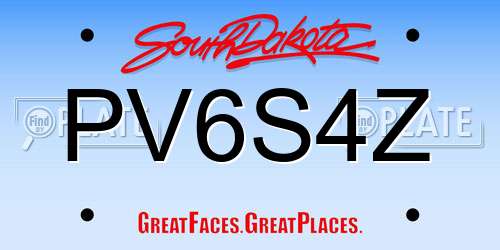 PV6S4Z South Dakota License Plate