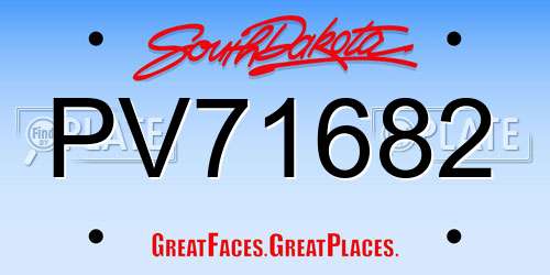 PV71682 South Dakota License Plate