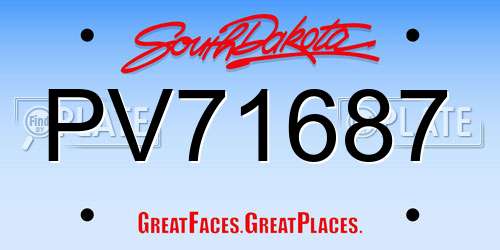 PV71687 South Dakota License Plate