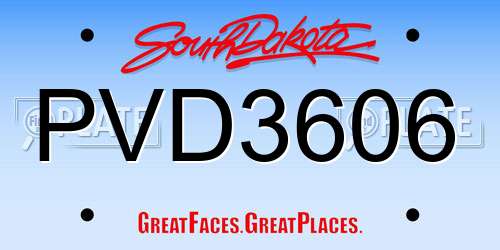 PVD3606 South Dakota License Plate