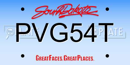 PVG54T South Dakota License Plate