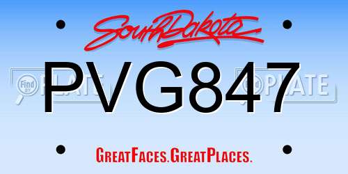 PVG847 South Dakota License Plate