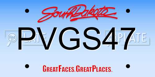 PVGS47 South Dakota License Plate