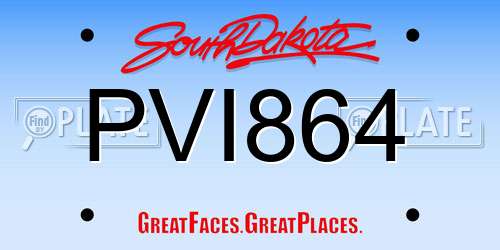 PVI864 South Dakota License Plate