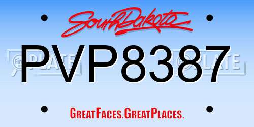 PVP8387 South Dakota License Plate