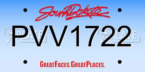 PVV1722 South Dakota License Plate